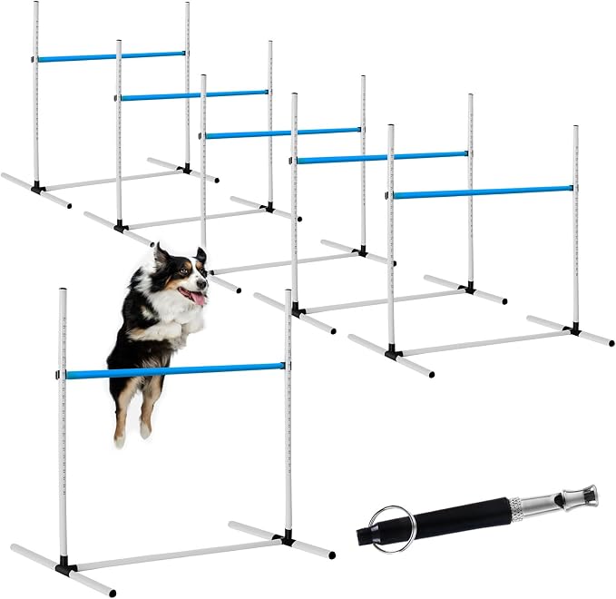 6 Pcs Dog Agility Training Equipments Dog Agility Jumps Hurdles Adjustable by Halloscume