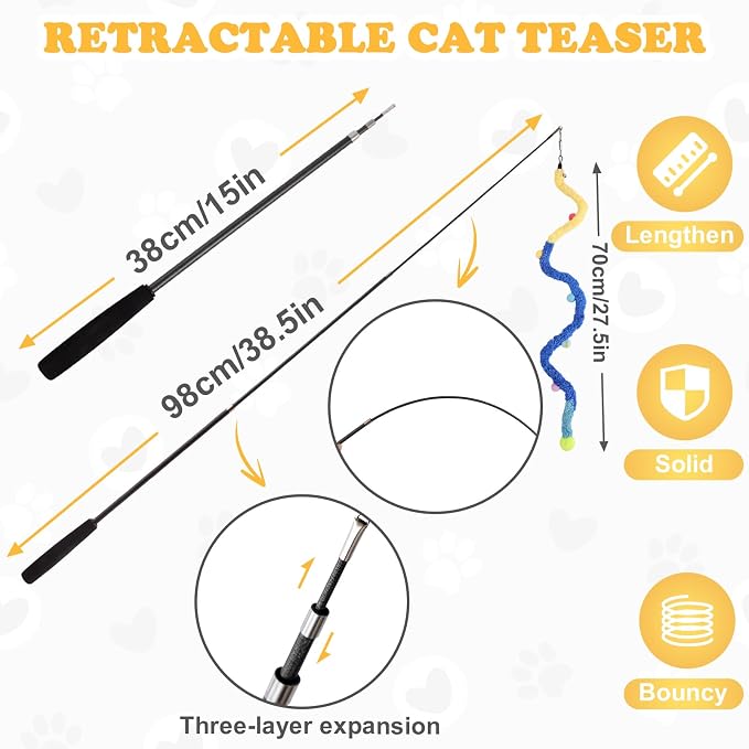 Cat Wand Toy, Long Interactive Wand Toys - Image 2