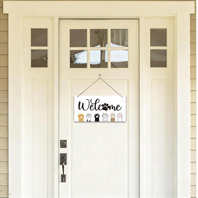Welcome Sign for Front Door, Welcome Decor Wooden Hanging Sign - Image 4