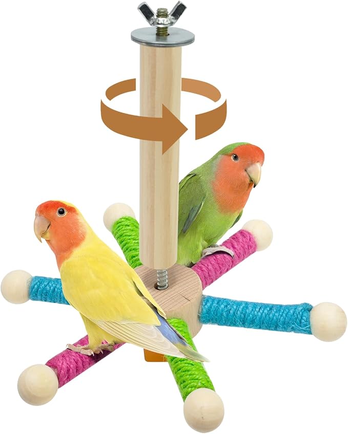 Bird Perch Toy for Cage, Spinning Windmill Bird Perch Toy, 360° Rotating by HOME