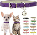 Purple Puppy Collar with Bell, Soft Pu Leather Cat Collars Adjustable Buckle by Weimostar