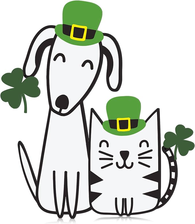 Fiwochic St Patrick's Dogs Cat Decorations Metal Shamrock Wall Art Irish Pet by Unknown