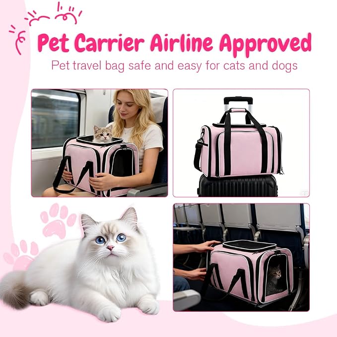 Double Expandable Cat Carrier, Airline Approved Soft-Sided Pet Travel Carrier - Image 4