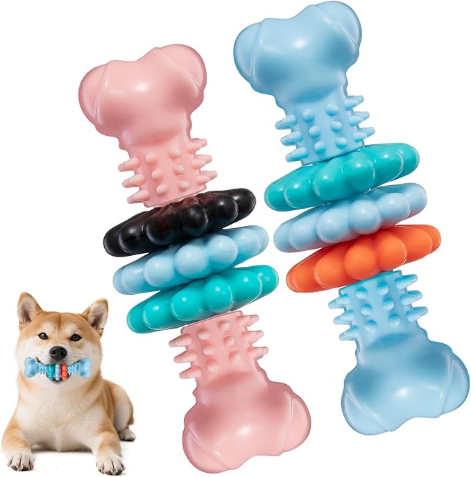 Puppy Chew Toy, 2 Pack Puppy Teething Toys Indestructible Chew Toys by Atiansen