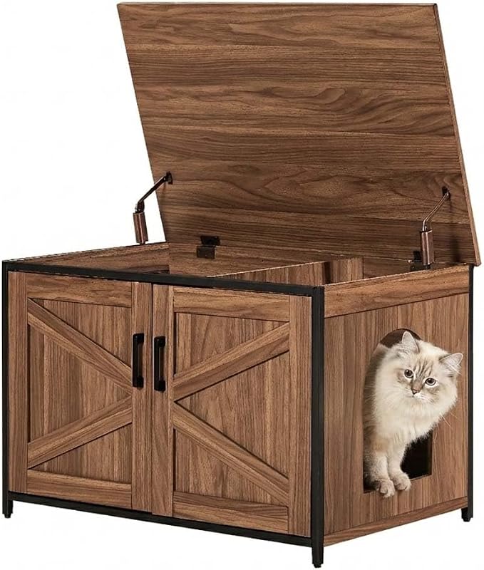 unipaws Top Opening Cat Litter Box Enclosure, Friendly to Elderly People by unipaws