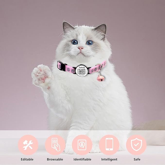 Collar with QR Code, Reflective Cat Collar with Name Tag, Personalized - Image 6
