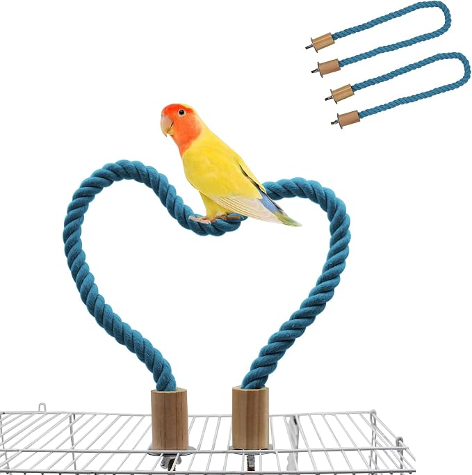 2 Pack Bird Rope Perch and Swing, Bird Cage Stand Pole Accessories, Climbing Toy by Dnoifne