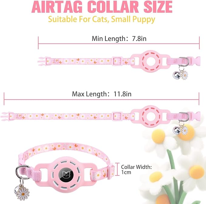 BINGPET AirTag Cat Collar with Bells, Upgraded Safety Elastic Collar with - Image 2