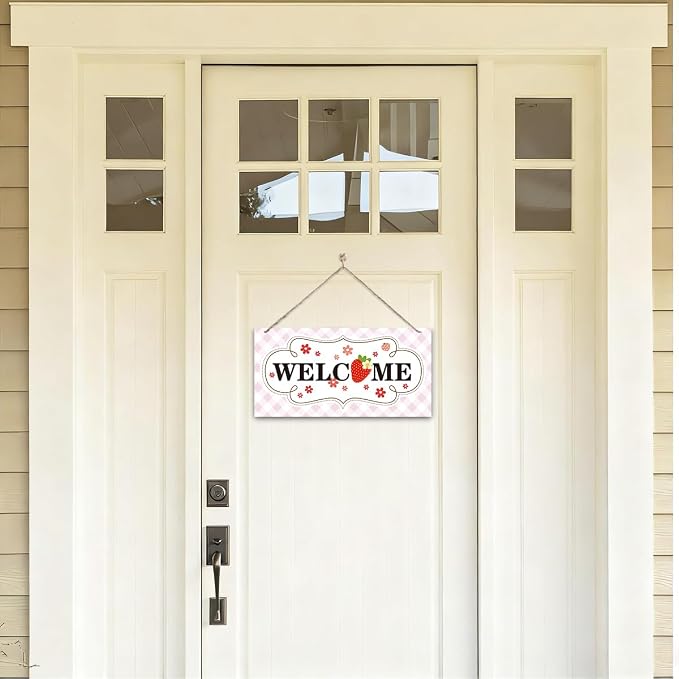 Welcome Sign for Front Door, Welcome Decor Wooden Hanging Sign for Girl Room - Image 4