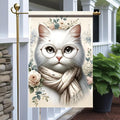 Cat Garden Flag 12x18 Inch Double Sided Outdoor Yard Banner White Cat by Unknown