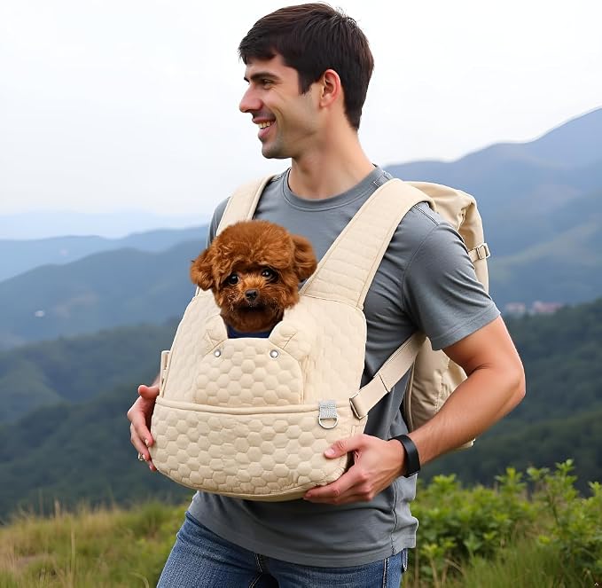 Dog Backpack Carrier for Small Dogs, Cat Carrier Sling, Front Facing Pets Chest - Image 2