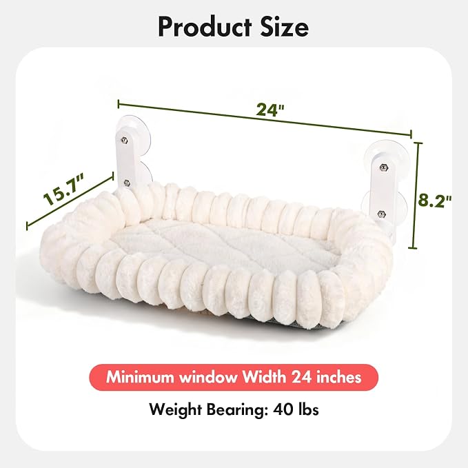 Cat Window Perch with Bolster, Cordless Foldable Cat Window Hammock with Strong - Image 4