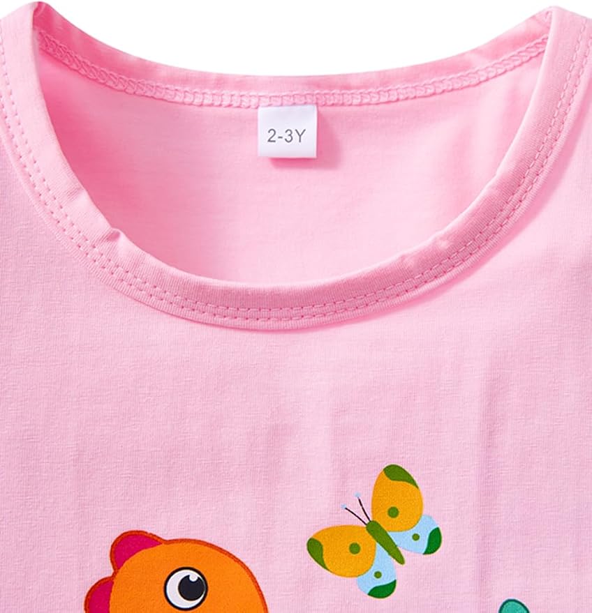 Girls Skirt Set 2 Piece Outfit Toddler Summer Clothes Ruffle Sleeve T-Shirt Bow - Image 5