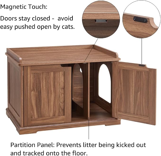 unipaws Cat Litter Box Enclosure Furniture, Hidden Litter Box Cover Washroom - Image 4