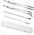 4-Piece Stainless Steel Reptile Feeding Tongs & Spoons Set – Curved/Straight by Unknown