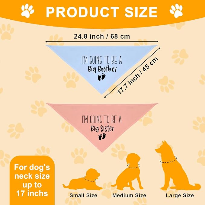 2 Pack Dog Bandana Pregnancy Announcement, I'm Going to Be a Big Brother Gender - Image 2
