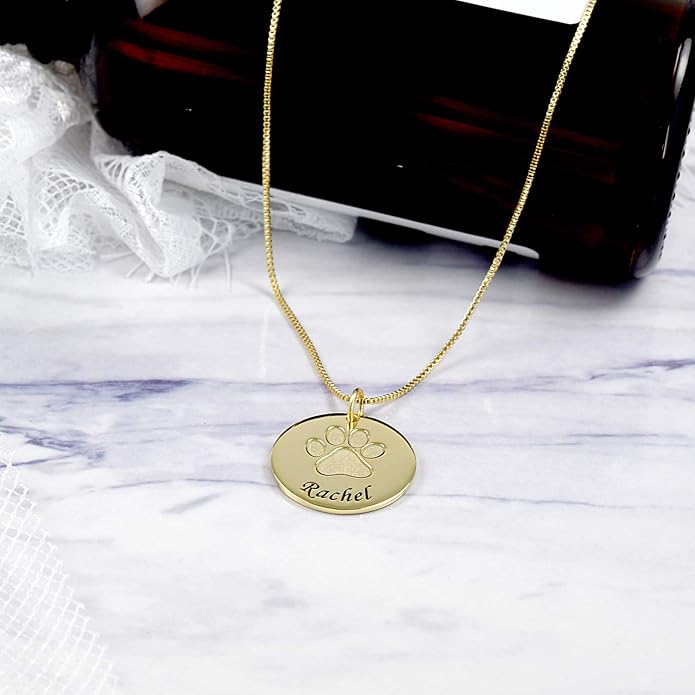 Personalized Cute Dog Cat Paw Name Necklace Forever Love Custom Heart Pendant - Image 5