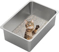 Kirecoo Stainless Steel Cat Litter Box XXL- Metal High Sided Cat Pan, Large by Kirecoo