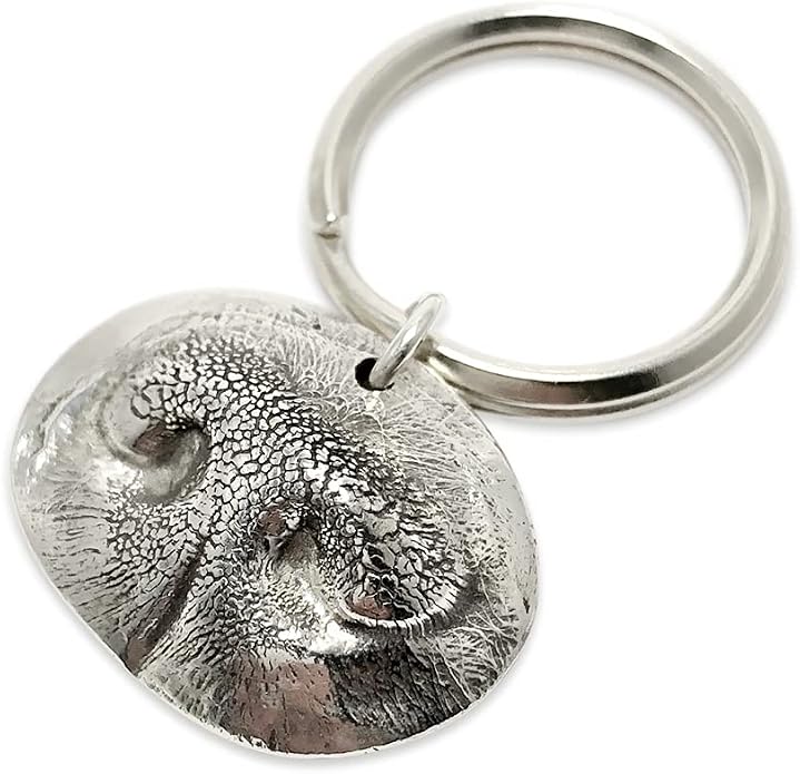 Custom Silver Pet Nose Keyring by Precious+Metal+Prints