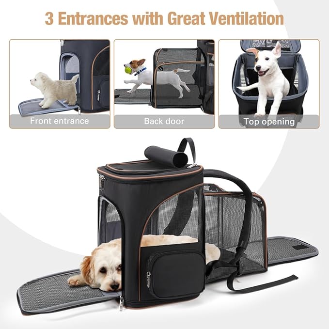 Lekereise Black Cat Backpack for Large Cats and Dogs Up to 20-25 Lbs Expandable - Image 3