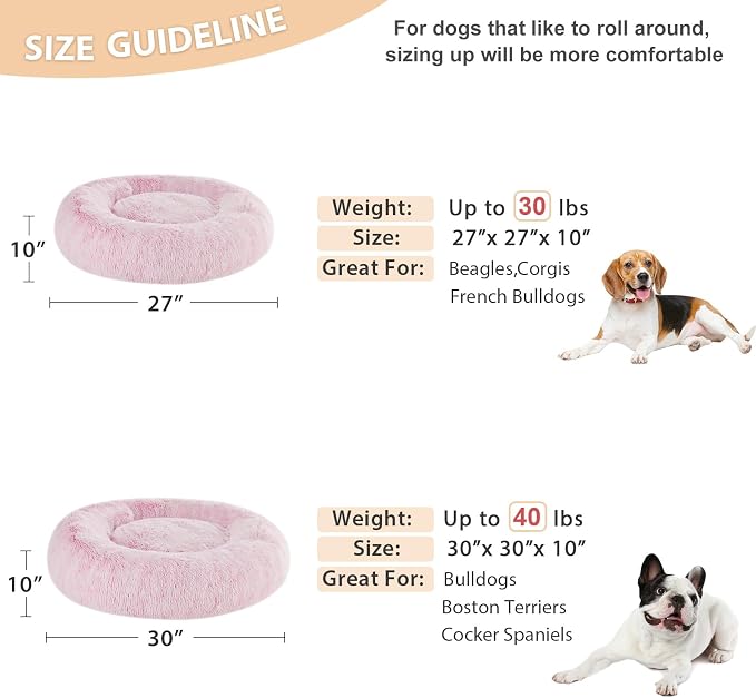 WNPETHOME Calming Dog Bed Cat Bed Donut, Faux Fur Pet Bed Self-Warming Donut - Image 5