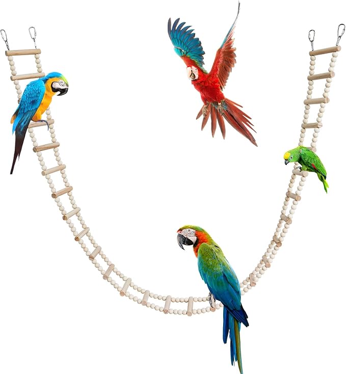 Bird Ladder Bridge, Wooden Pet Hamster Climbing & Swing Toys, Cage Accessories by Dnoifne