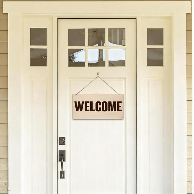 Welcome Sign for Front Door, Welcome Decor Wooden Hanging Sign for Wall Decor - Image 4