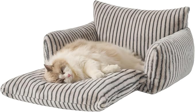 Hollypet Cat Bed Fluffy Plush Mutifuctional Double-Layer Soft Pet Couch - Image 2