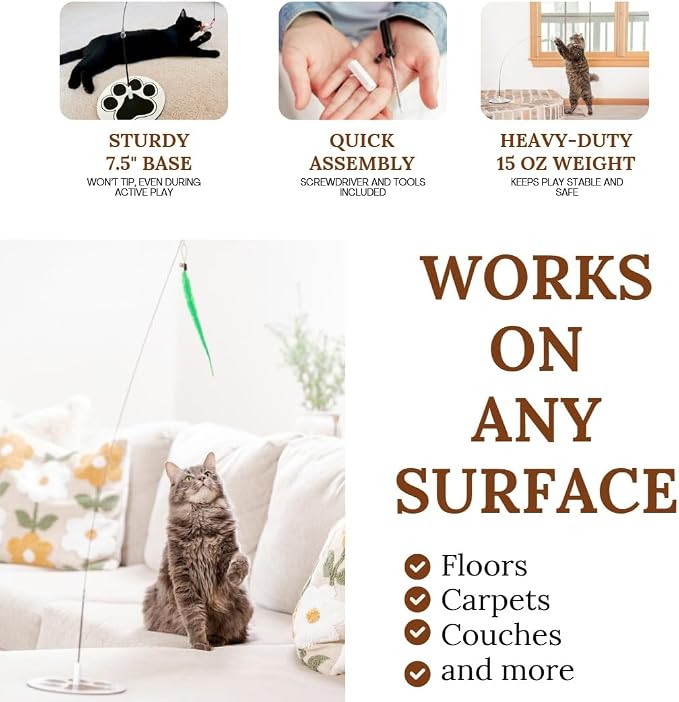Cat Wand Toy Cat Fishing Pole Toy Cats Feather Toys Suction Cup - Image 3