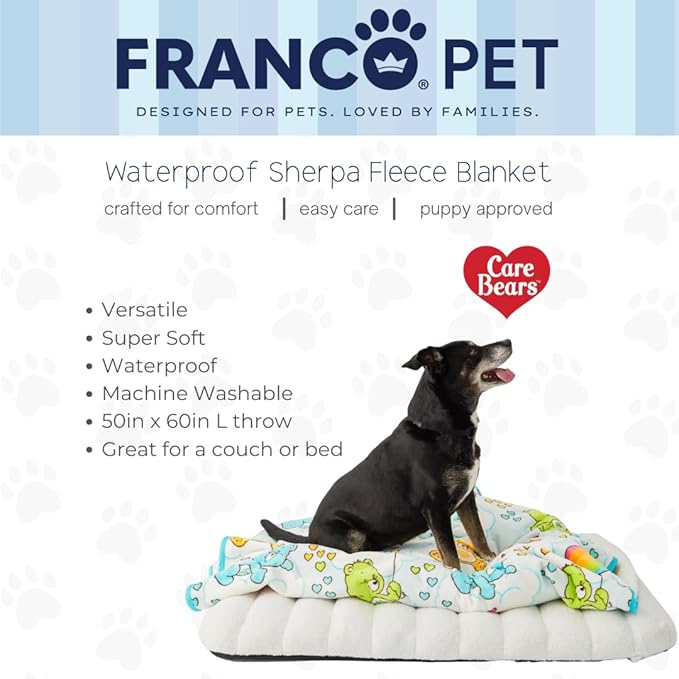 Franco Pet Care Bears Super Soft Cozy Waterproof Sherpa-Backed Blanket Throw - Image 2