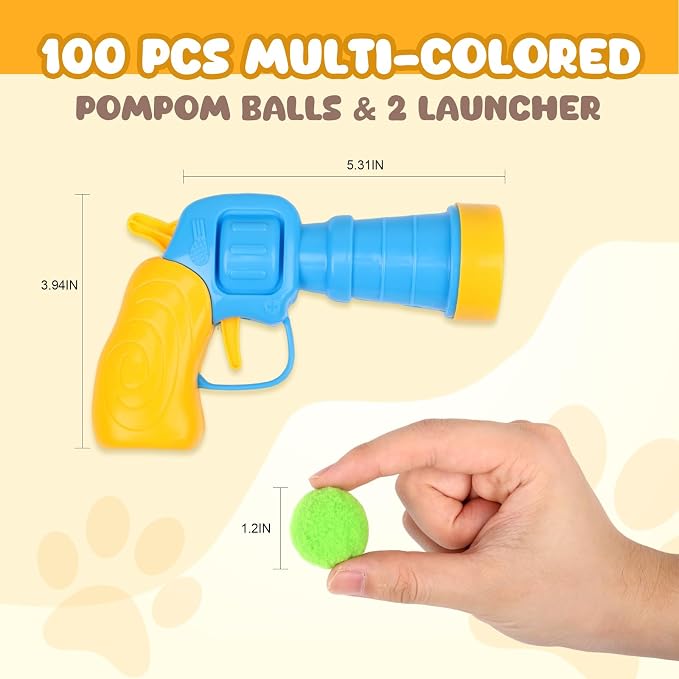 100PCS Cat Ball Toys with 2 Launchers Set, Funny Interactive Cat Toys - Image 2