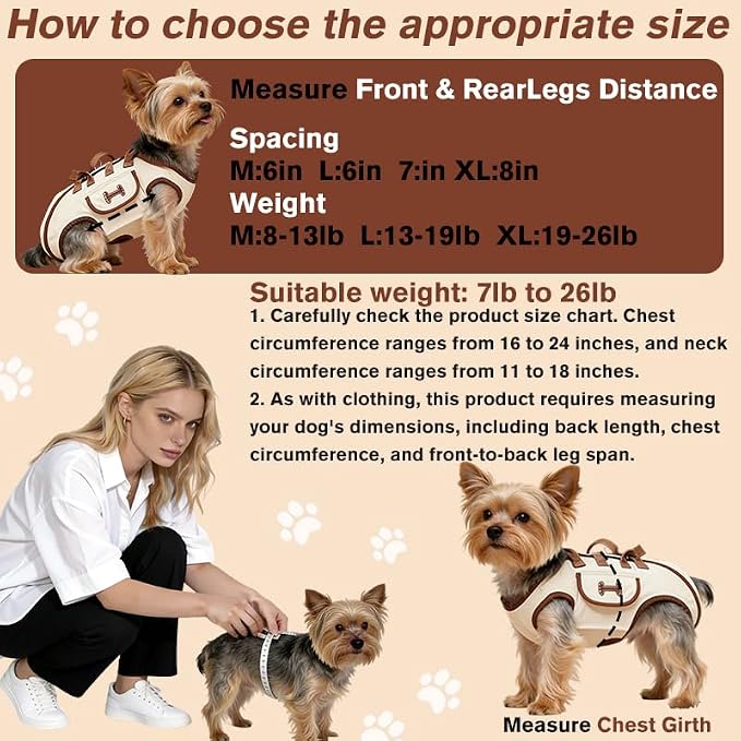 Dog Backpack Carrier for Small Dogs, Dog Lift Harness Adjustable Padded - Image 3