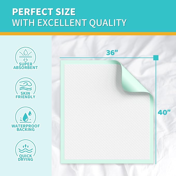 Disposable Bed Pads 40"X36" Extra Large Chucks Pads - Image 2