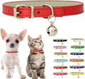 Red Puppy Collar with Bell, Soft Pu Leather Cat Collars Adjustable Buckle by Weimostar