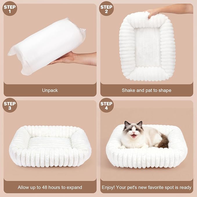 Cat Beds for Indoor Cats, Square Self Warming Cat Bed Orthopedic Pet Bed - Image 6