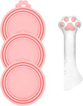 3 Pcs Pet Food Can Lids & One Can Spoon | Cute Paw Shape Opener Spatula Cat Wet by DORUI