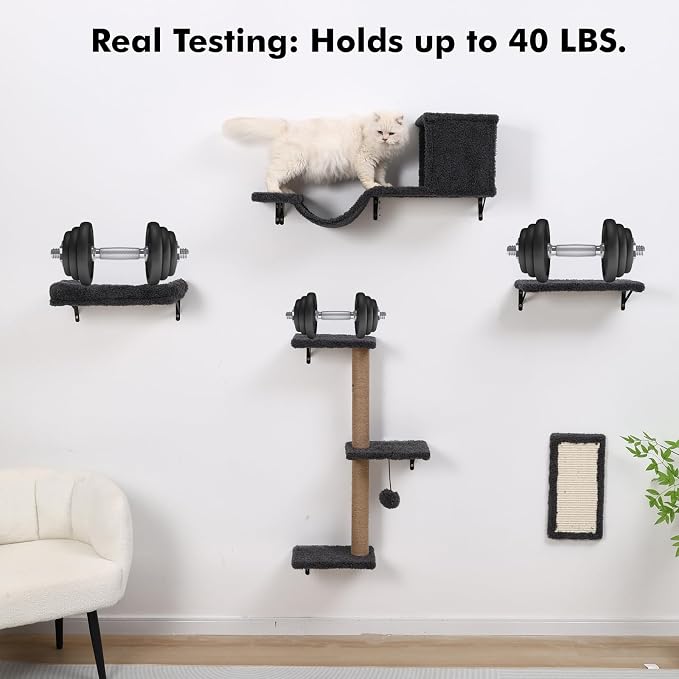5-in-1 Cat Wall Shelves, Perch & Lounge - Image 4