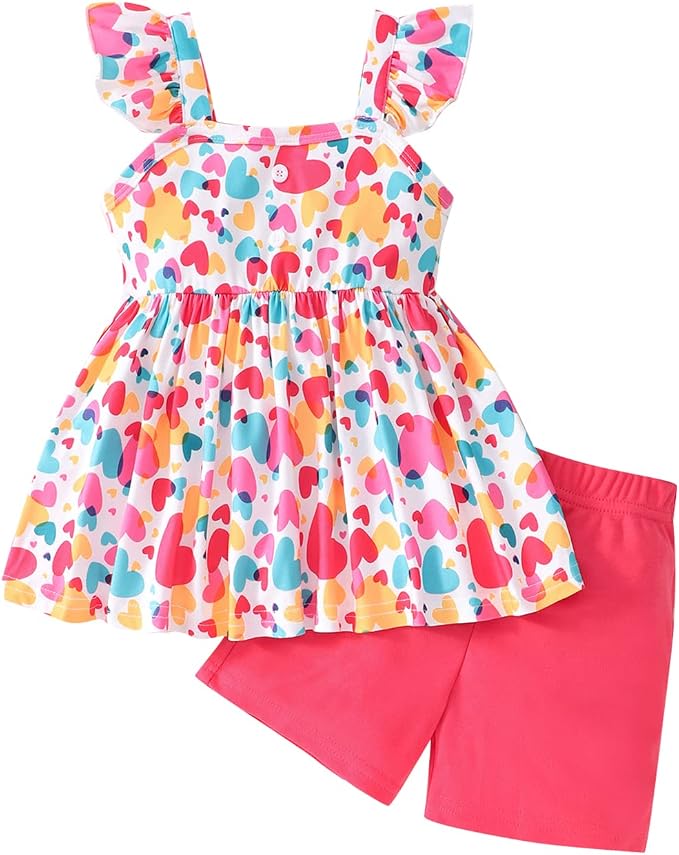 Toddler Baby Girls Summer Clothes Outfits Ruffled Sleeve Dinosaur Shirt Leopard by Popshion