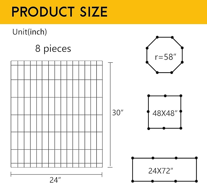 FDW 30 Inch Dog Pen 8 Panel Dog Playpen Indoor Outdoor Metal Puppy Pet Fence - Image 7