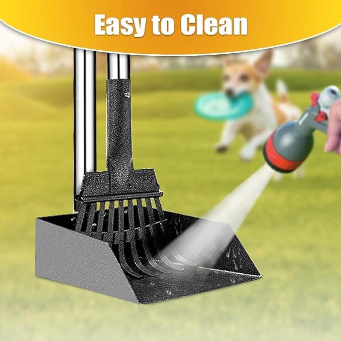 TOOGE Pooper Scooper, Dog Pooper Scooper Long Handle Stainless Metal Tray and - Image 6