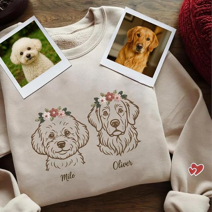 VIOLAVA Custom Cat Embroidered Christmas Sweatshirt – Personalized Pet Name - Image 2