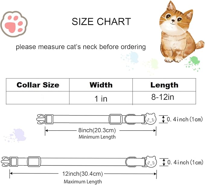 Cat Collar-2 Pack Cute Cat Collars Peach & Lemon Print Breakaway - Image 7