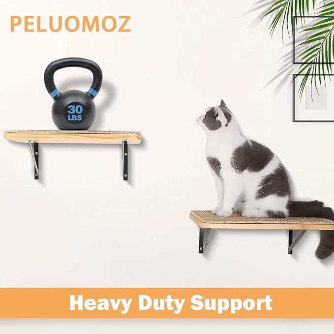 2PCS Cat Wall Shelves with Scratching Mat, 16.6x9.7 Inch Cats Wall Furniture - Image 2