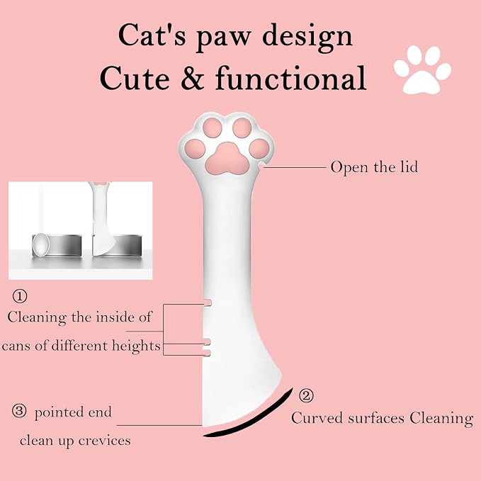 3 Pcs Pet Food Can Lids & One Can Spoon | Cute Paw Shape Opener Spatula Cat Wet - Image 2