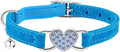 Heart Bling Cat Collar with Safety Belt and Bell Adjustable 8-10 inches by WDPAWS