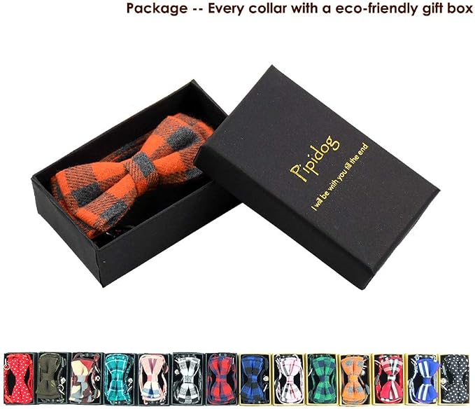 Cat Collars Breakaway with Bell and Bow Tie, Plaid Design Adjustable Safety - Image 2