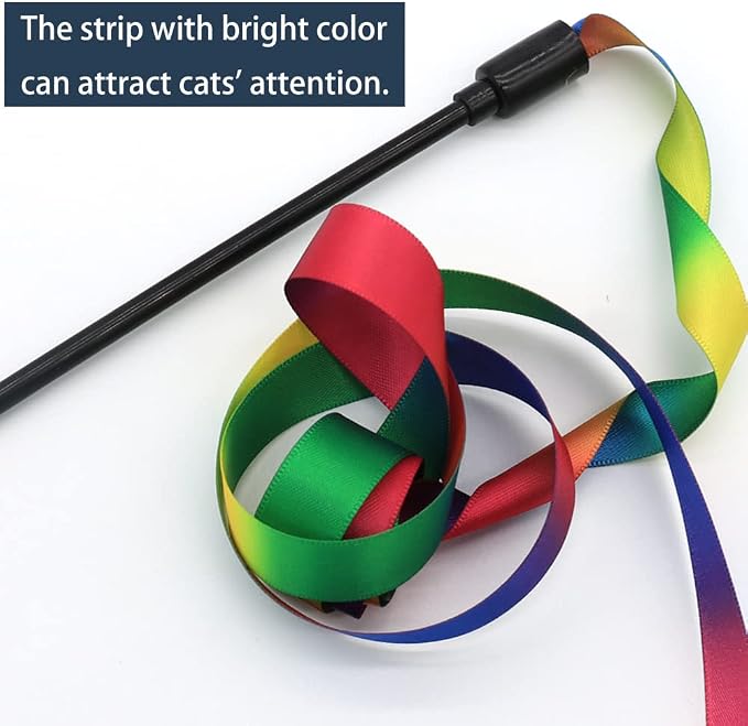 LASOCUHOO Interactive Cat Wand Toys Interactive Cat Teaser Wand String Ribbon - Image 4