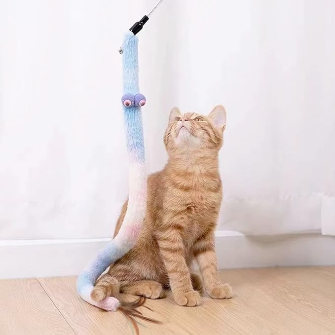 Cat Toys for Indoor Toys, Rainbow Cat Wand Toys, Feather Flips Plush Ball Cat - Image 4