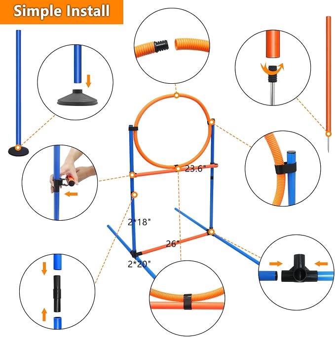 Premium Dog Agility Equipment Set Outdoor Indoor Game, Tire Jump + Hurdle Jump - Image 8