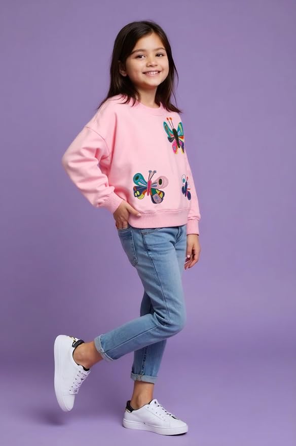 Toddler Baby Girls Cotton Sweater, Long Sleeve Crewneck Sweatshirt Pullover - Image 2